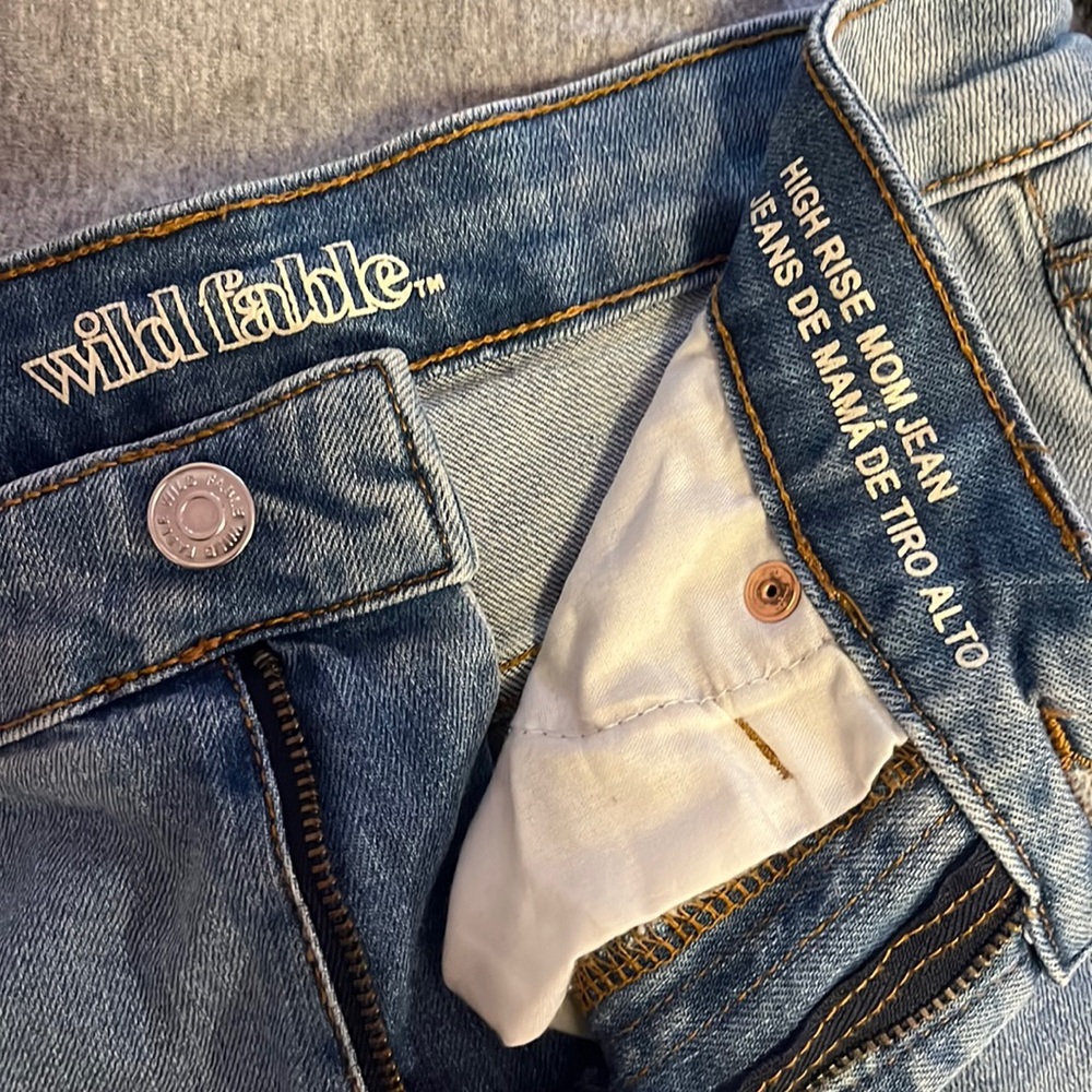 High rise distressed mom jeans